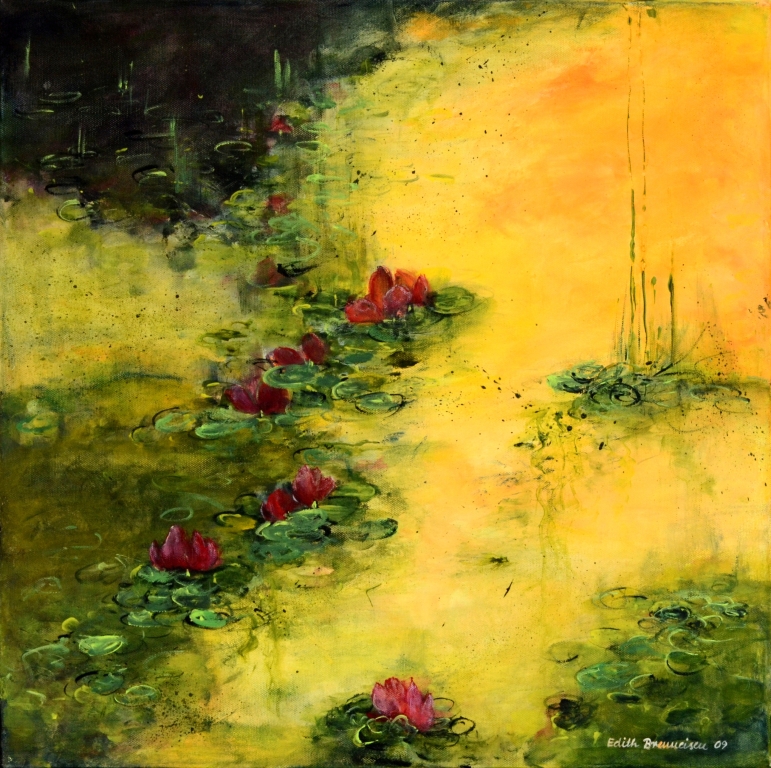 092_Seerosen, Mischtechnik, 50x50cm.jpg